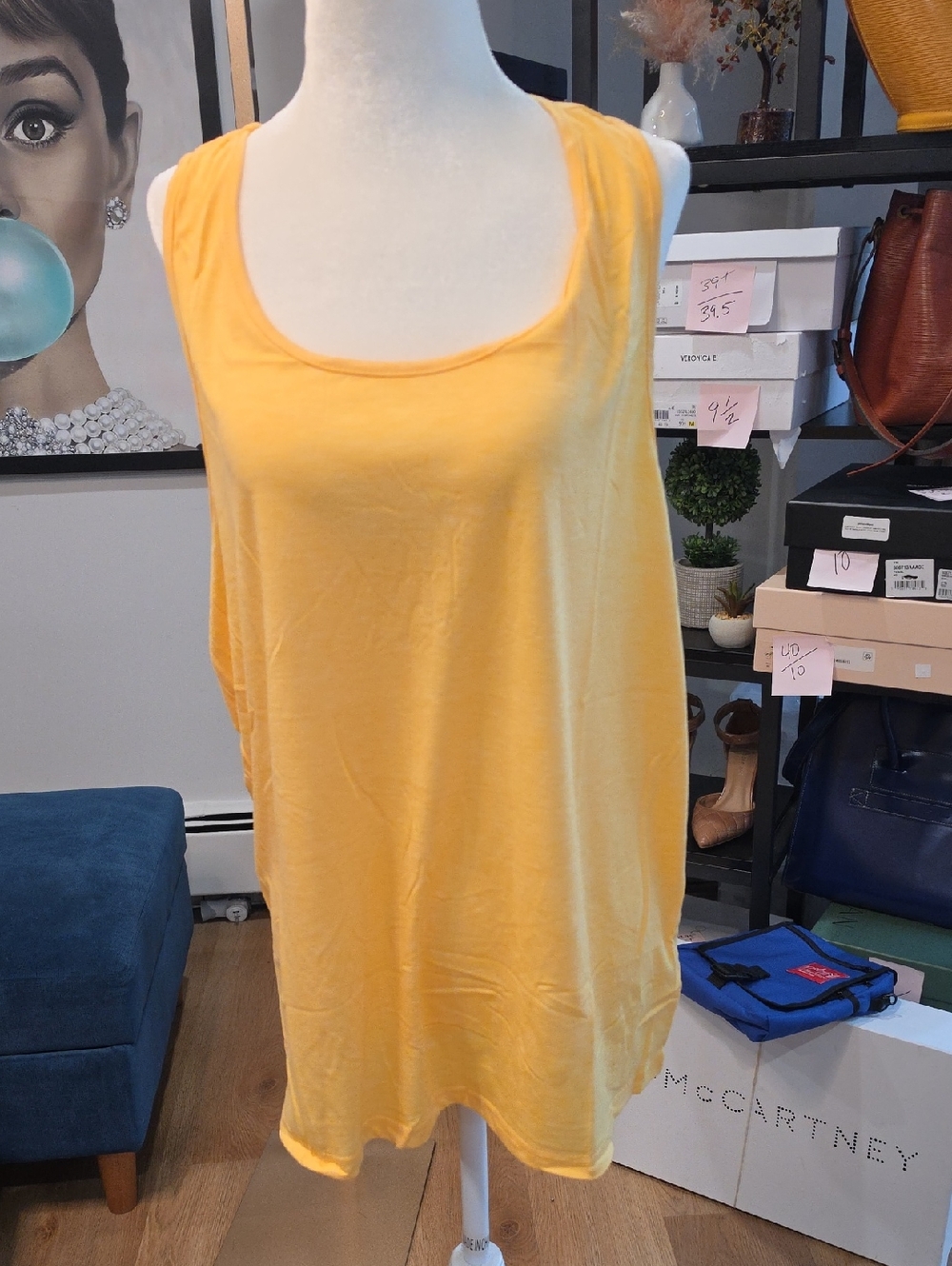 Sunny Scoop Neck Yellow Tank Top